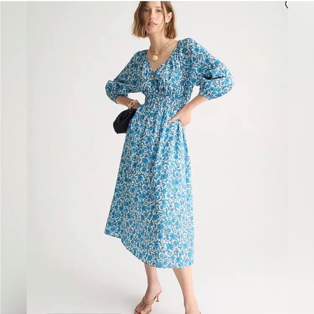 Floral Jcrew midi cotton dress, size Medium